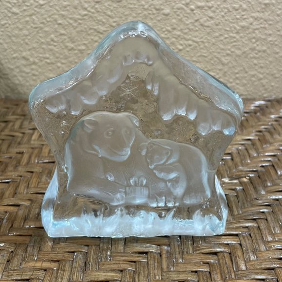 Set Of Two Crystal Polar  Bear And Cubs Sculpture Home Decor - Picture 2 of 15